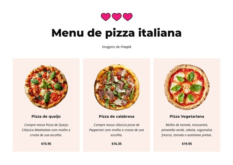 O restaurante faz delivery Design do site