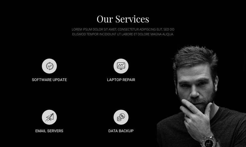 Services and dark photo Squarespace Template Alternative