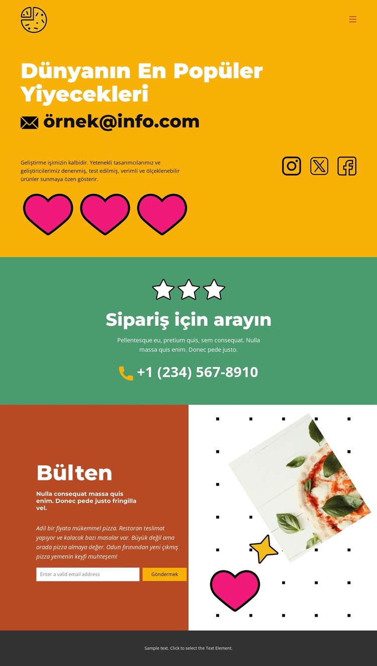 Dünyanın En Popüler Yiyecekleri HTML Şablonu