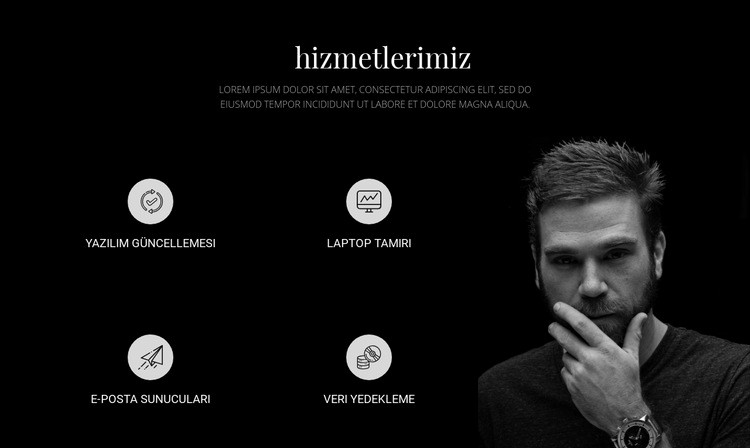 Hizmetler ve karanlık fotoğraf Web sitesi tasarımı