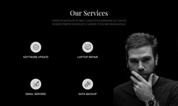 Services And Dark Photo - Website Mockup