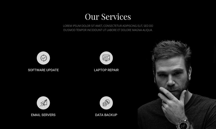Services and dark photo WordPress Theme