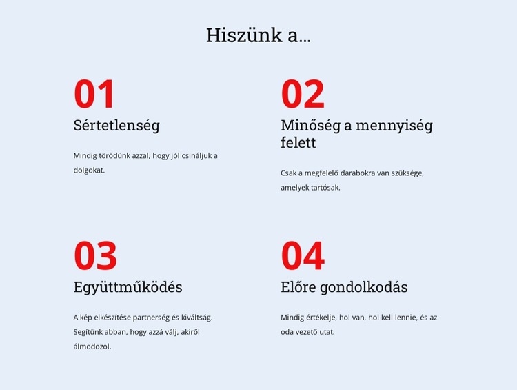 A helyesen tesszük ügyfeleink számára HTML Sablon