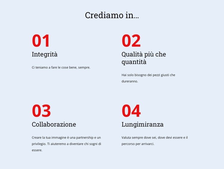 Facciamo la cosa giusta per i nostri clienti Pagina di destinazione