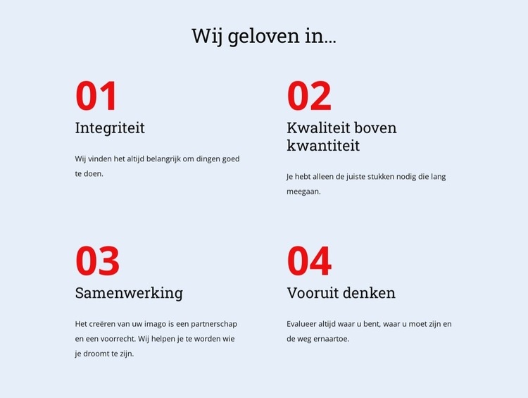 Wij doen het juiste voor onze klanten Website Builder-sjablonen