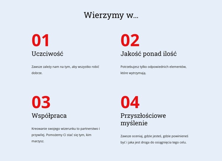 Postępujemy właściwie dla naszych klientów Makieta strony internetowej