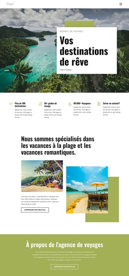 Planifiez Vos Vacances Parfaites : Modèle De Site Web Simple