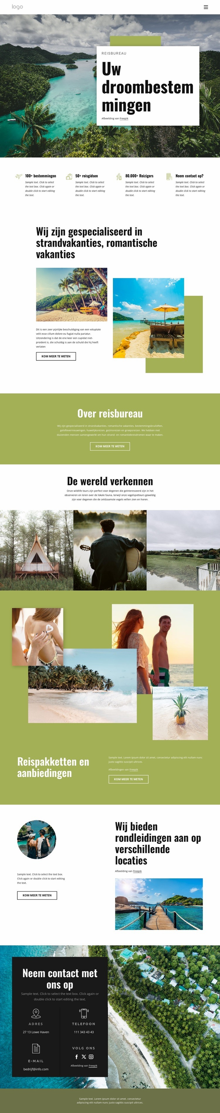 Plan uw perfecte vakantie Html Website Builder