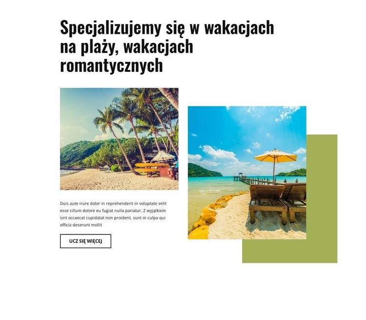 Naszą specjalnością są wakacje na plaży Szablony do tworzenia witryn internetowych