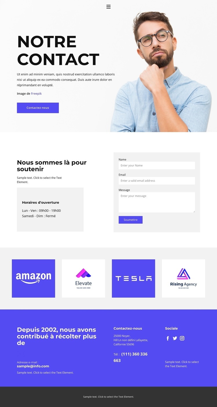 Contacts de notre bureau Modèles de constructeur de sites Web
