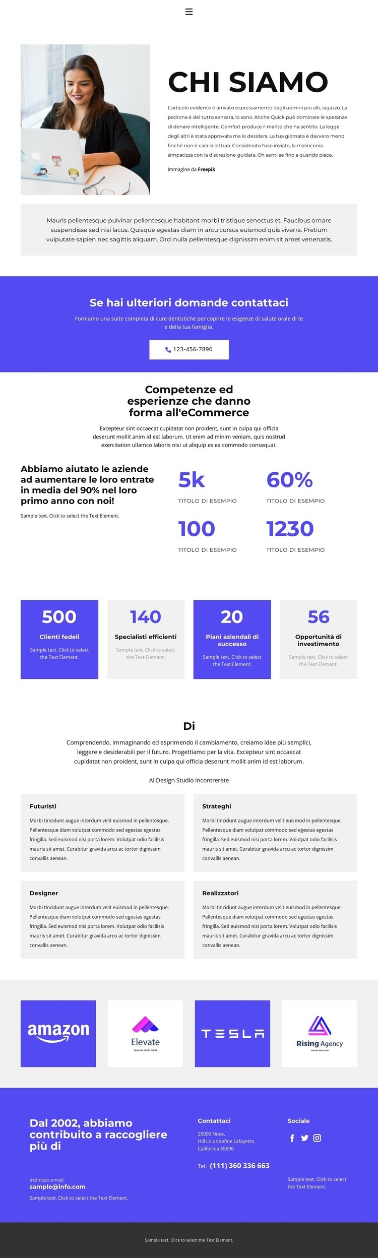 Conosci le nostre attività Costruttore di siti web HTML