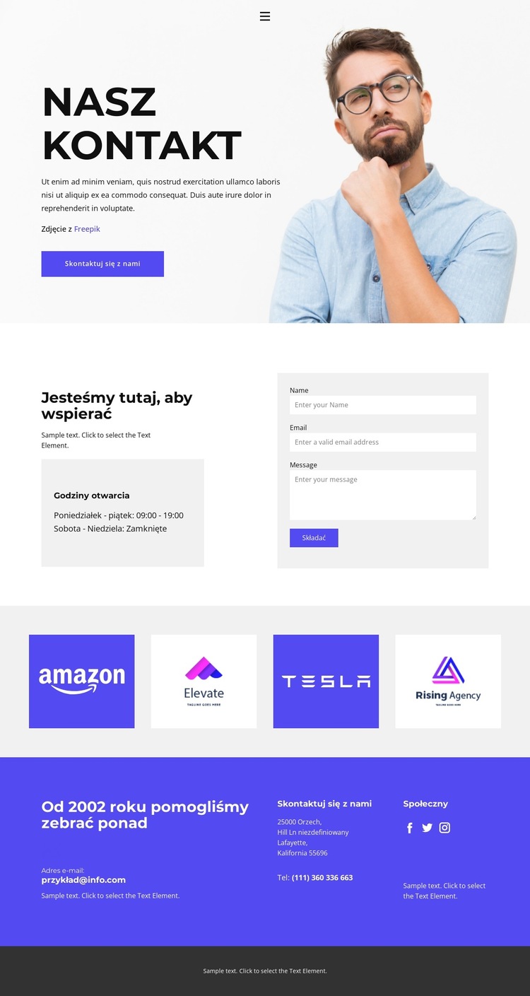 Kontakty naszego biura Szablon witryny sieci Web