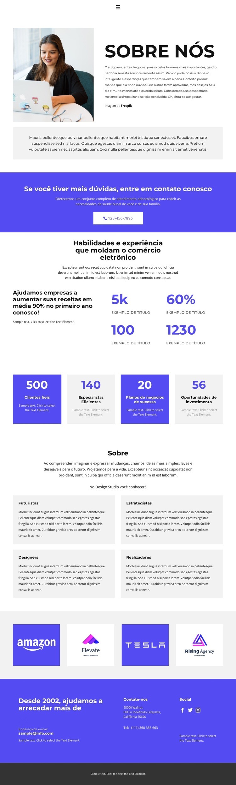 Conheça nossas atividades Maquete do site