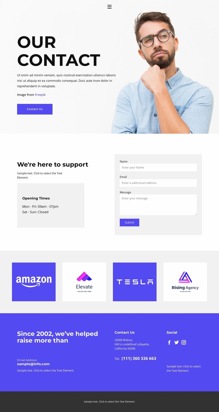 Contacts of our bureau eCommerce Template