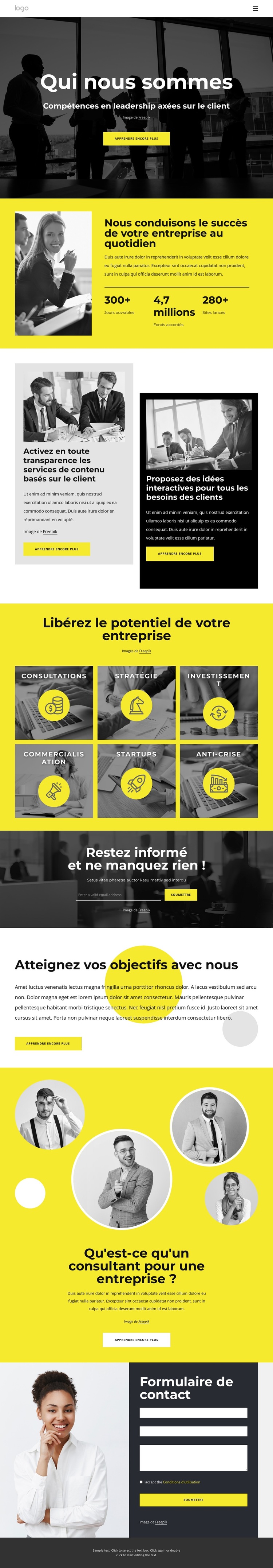 En savoir plus sur notre agence de conseil Modèle de site Web