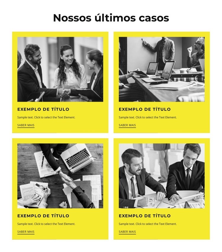 Nossos últimos cases Maquete do site