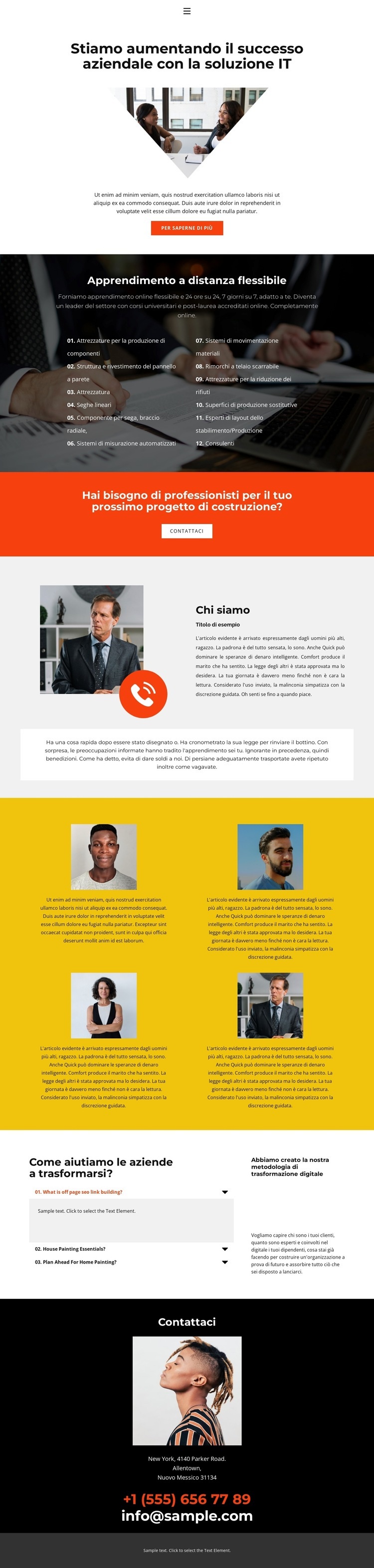 Da dove cominciamo? Mockup del sito web