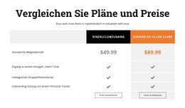 Vergleichen Sie Pläne Und Preise - HTML-Seitenvorlage