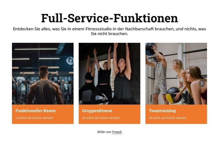 Fitnessdienstleistungen Website design