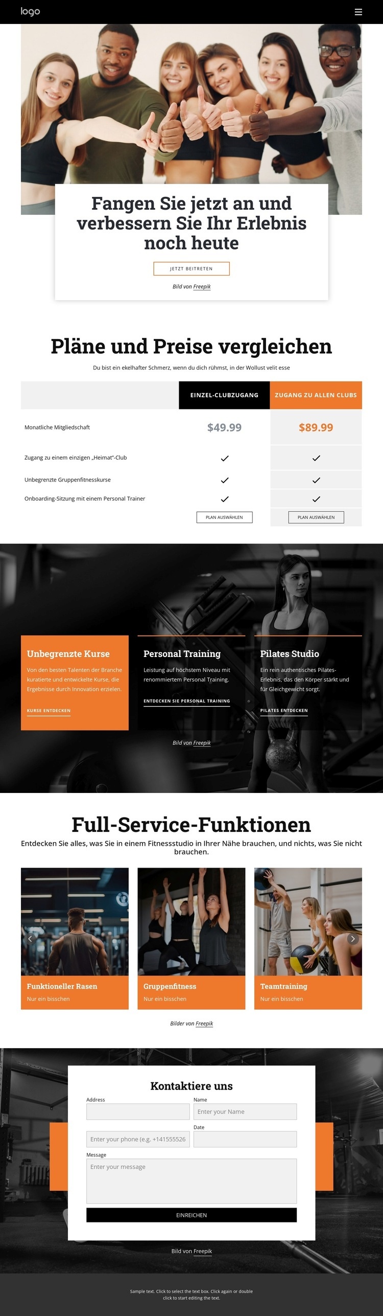 Übungsprogramme Landing Page