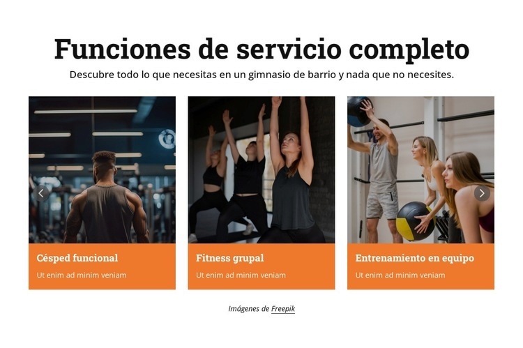Servicios de fitness Maqueta de sitio web