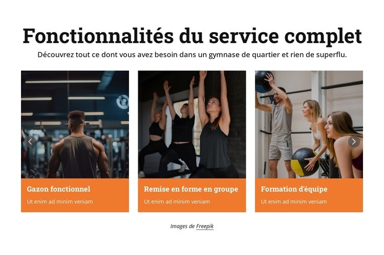 Services de remise en forme Modèles de constructeur de sites Web