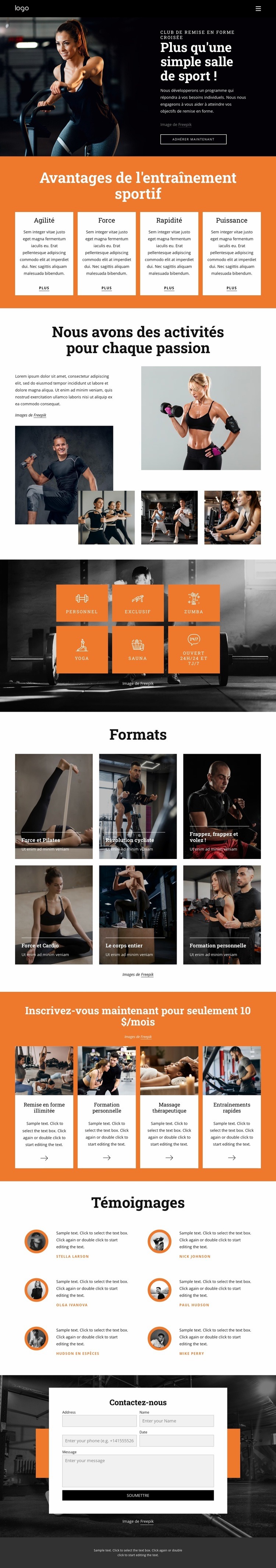 Rejoignez notre communauté de passionnés de fitness Créateur de site Web HTML