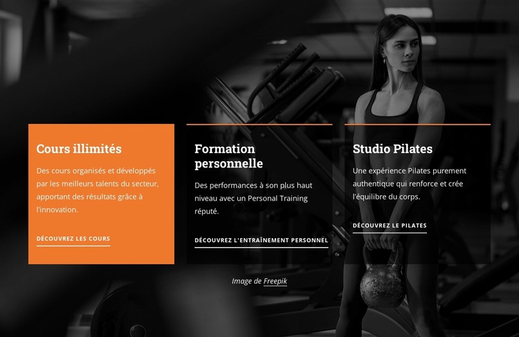 Cours illimités et entraînement personnel Modèle de site Web