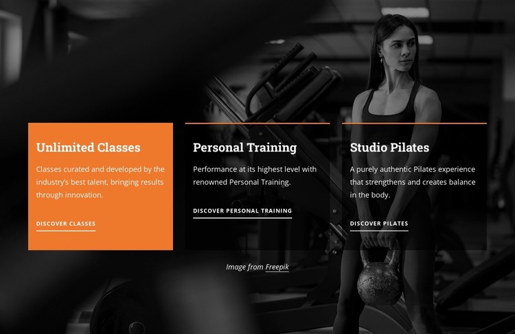 Unlimited classes and personal training HTML Template