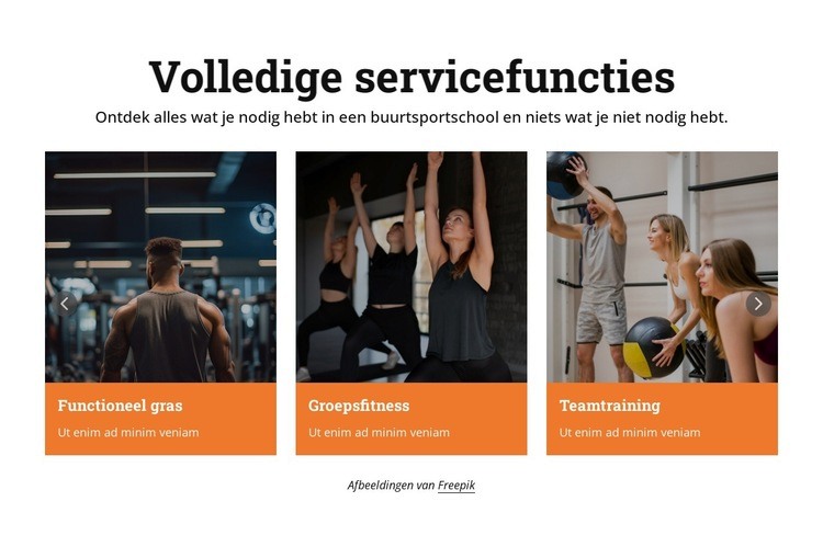 Fitnessdiensten Website ontwerp