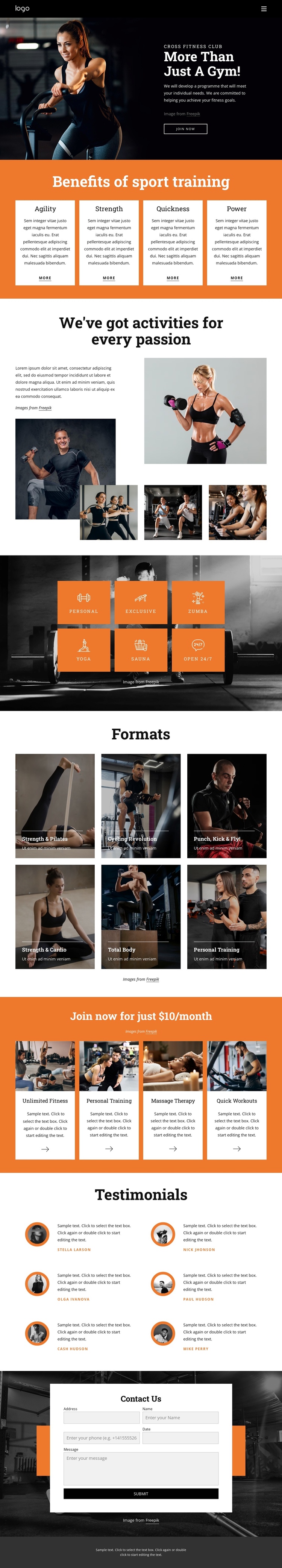 Join our community of fitness enthusiasts One Page Template