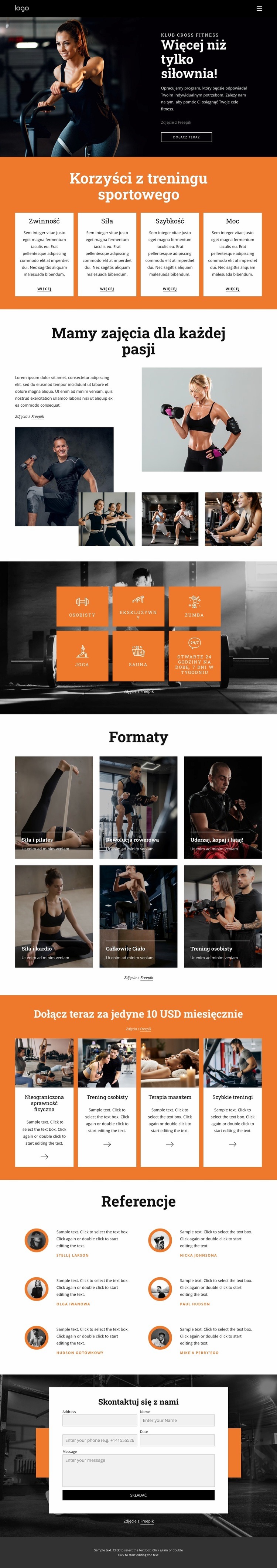 Dołącz do naszej społeczności pasjonatów fitnessu Kreator witryn internetowych HTML