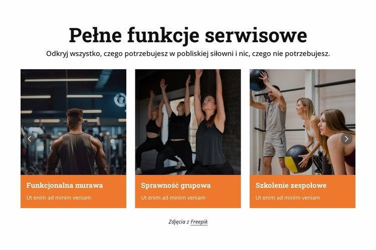 Usługi fitness Makieta strony internetowej