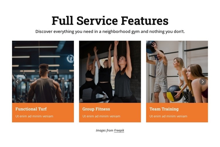 Fitnesstjänster Html webbplatsbyggare