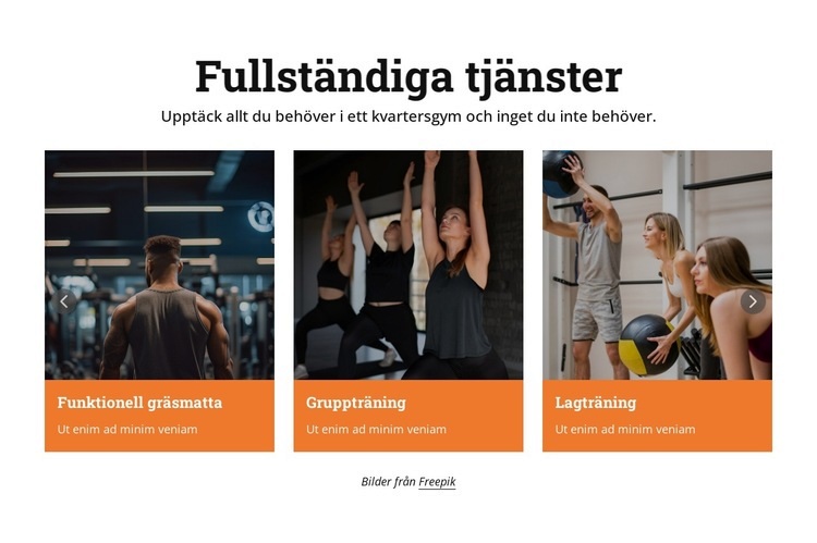 Fitnesstjänster Webbplats mall