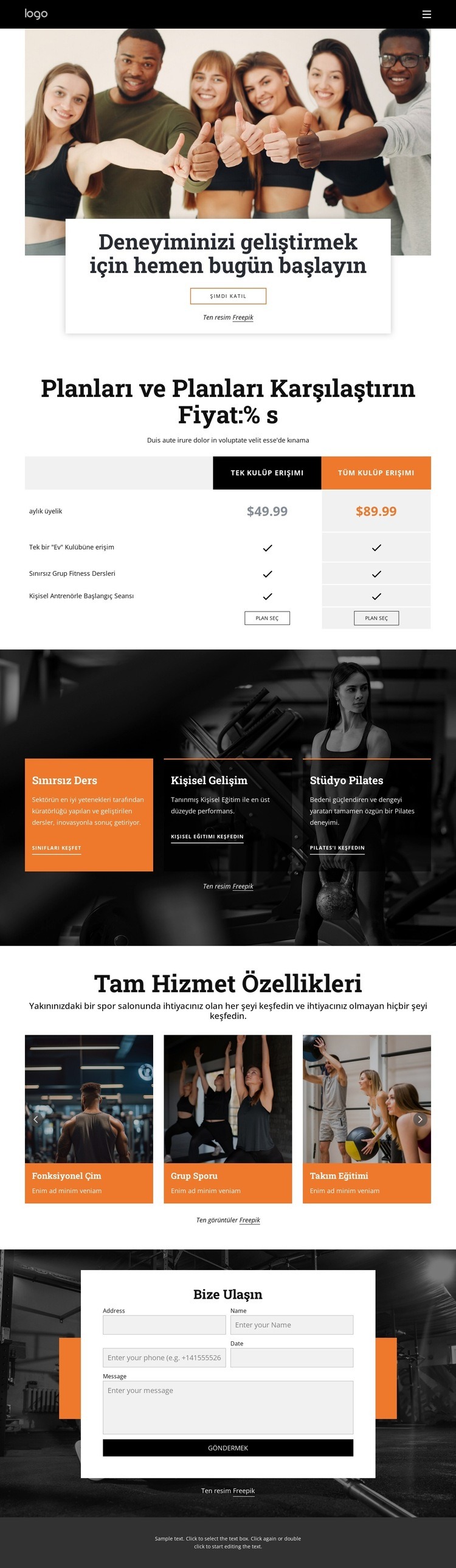 Egzersiz programları Html Web Sitesi Oluşturucu