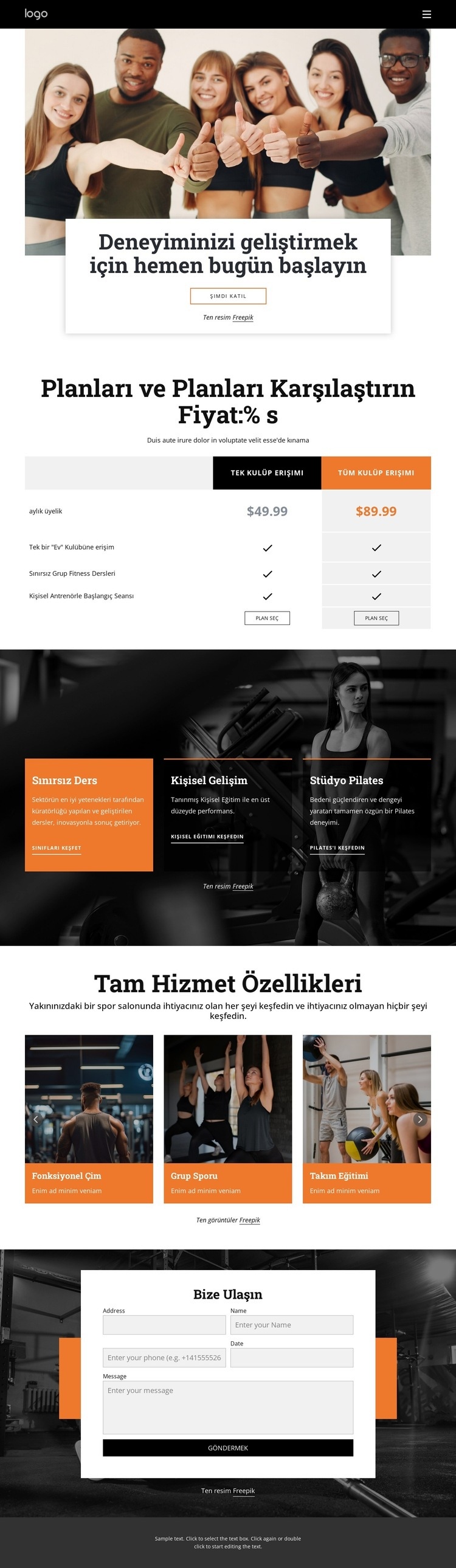 Egzersiz programları Web Sitesi Mockup'ı