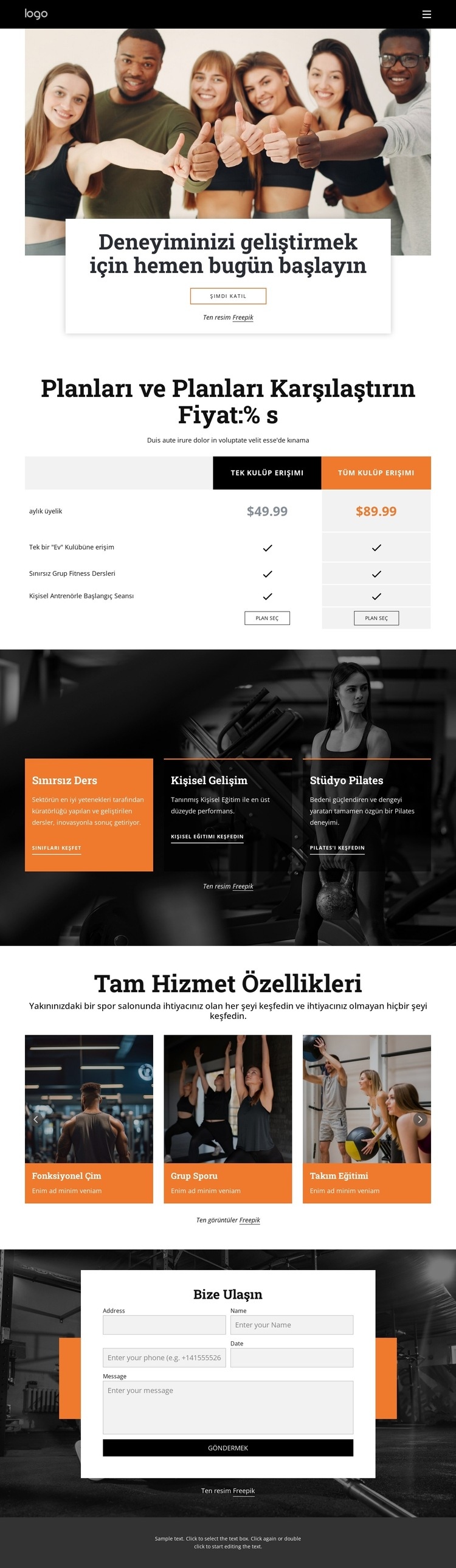 Egzersiz programları Web sitesi tasarımı