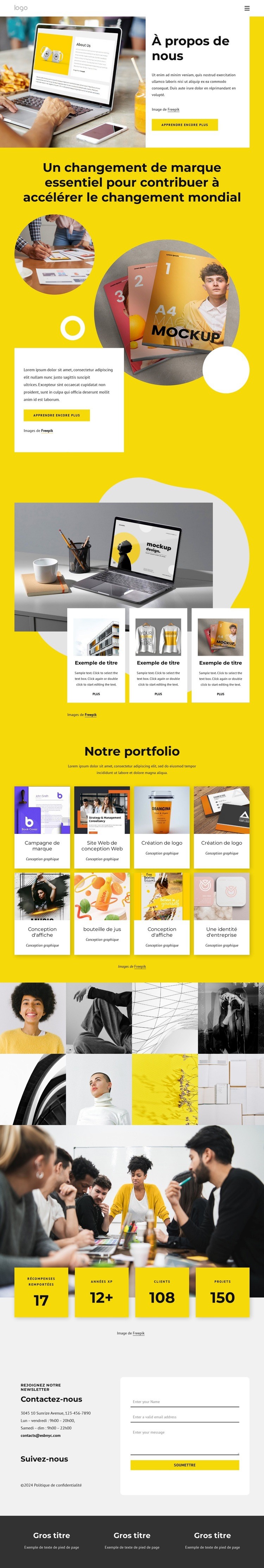 Construire de beaux sites Web Page de destination