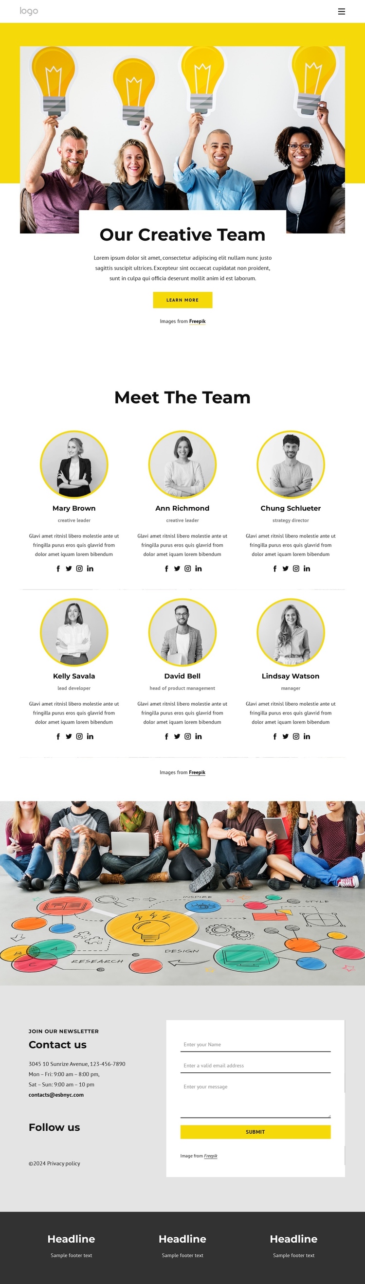 Meet our creative minds One Page Template
