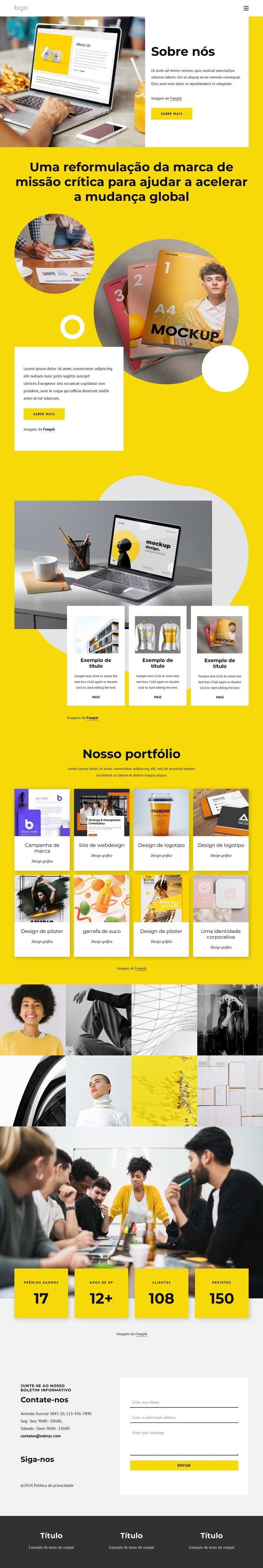 Construindo lindos sites Modelo de uma página