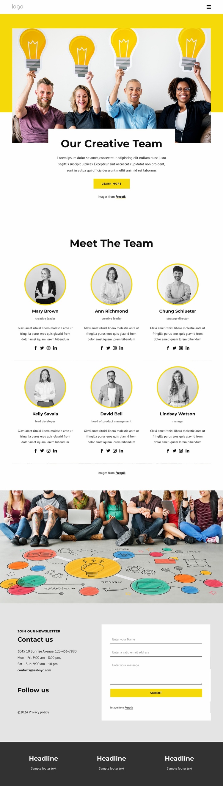 Meet our creative minds Landing Page