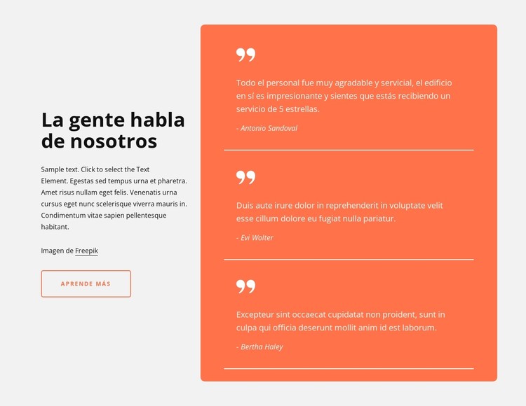 Testimonios en celda de la grilla Plantilla CSS