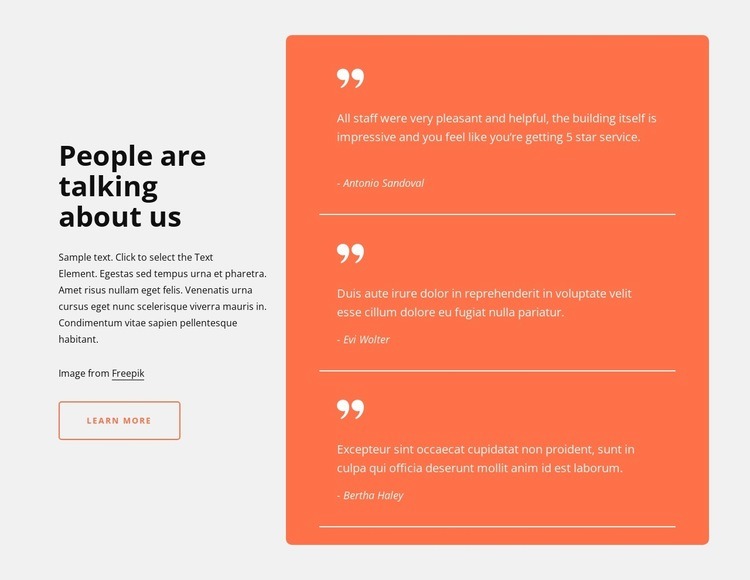 Testimonials in grid cell Homepage Design