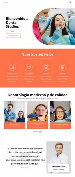 Bienvenido A Los Estudios Dentales. - Maqueta De Sitio Web Personalizada