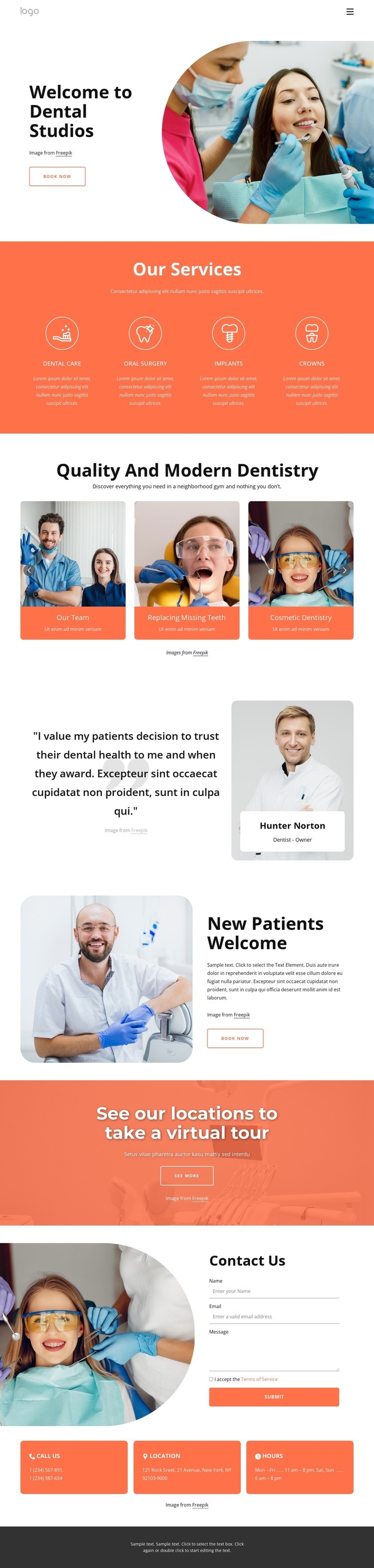 Welcome to dental studios Homepage Design