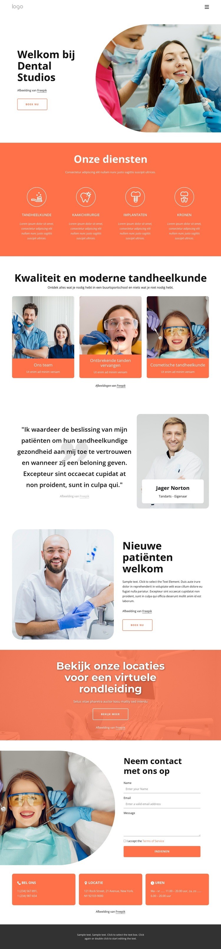 Welkom bij tandartsstudio's Website Builder-sjablonen