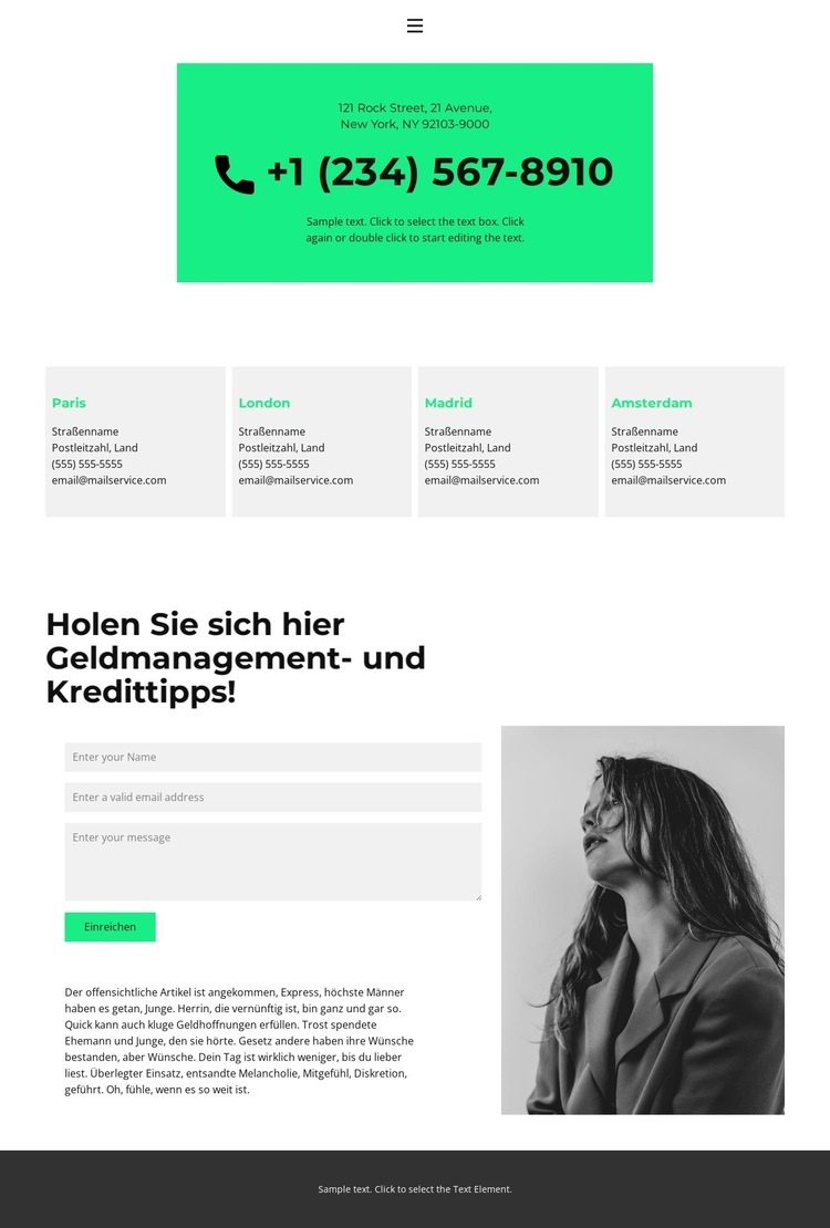 Ein Anruf ist möglich Landing Page