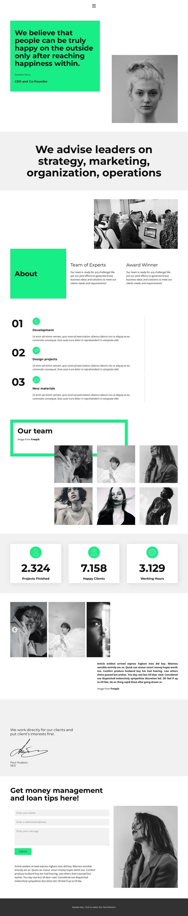 We work in close collaboration Homepage Design