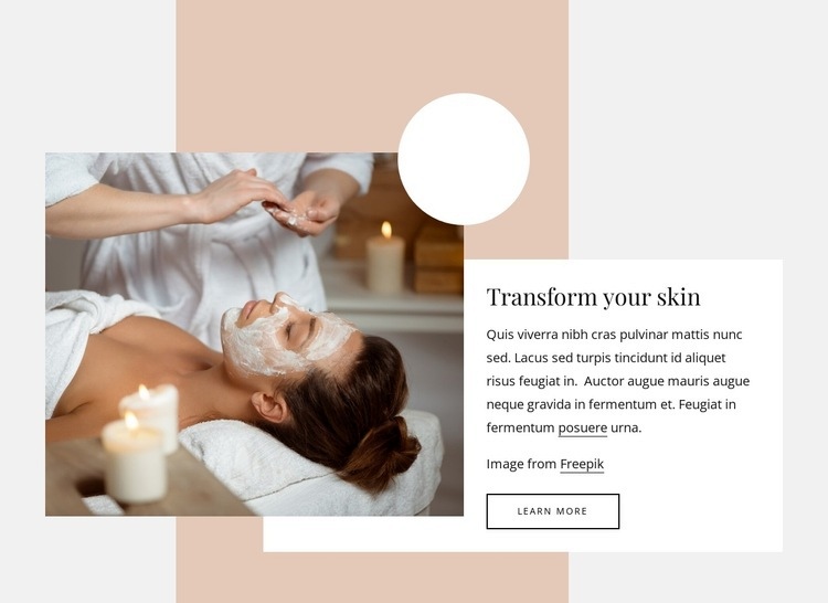 Transform your skin Homepage Design